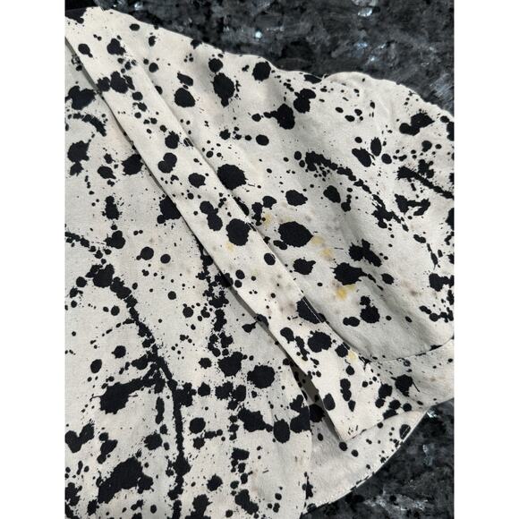 Tory Burch 100% SIlk Ruffle Exposed Zipper Splatter Print Blouse Top Sz 2 - Picture 5 of 6